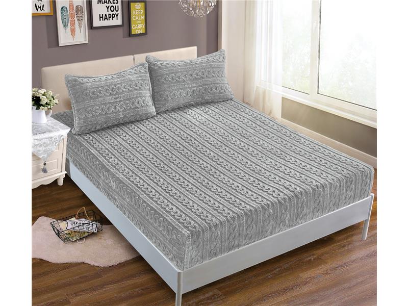 Σεντόνι fleece braid (160cm x 200cm ) γκρί