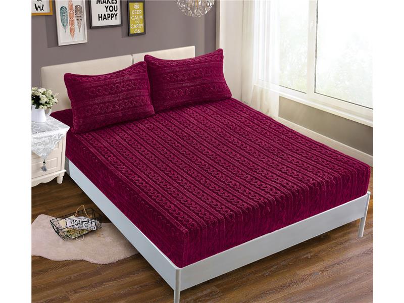 Σεντόνι fleece braid (100cm x 200cm ) μπορντώ