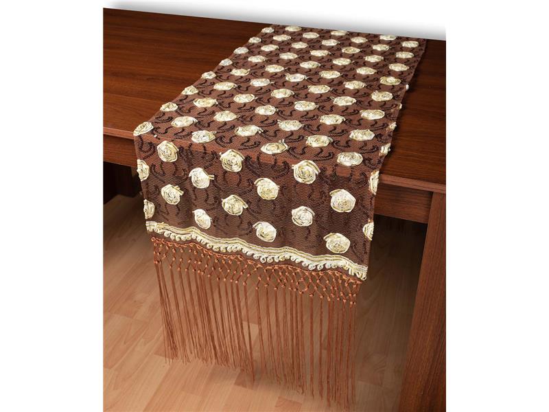 Τούλινη καρέ τραβέρσα 264-17 (50cm x 200cm) καφέ