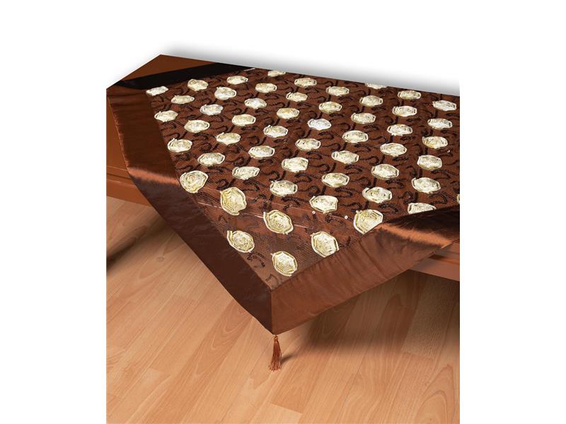 Τούλινο τραπεζοκαρέ 264-17 (130cm x 130cm) καφέ