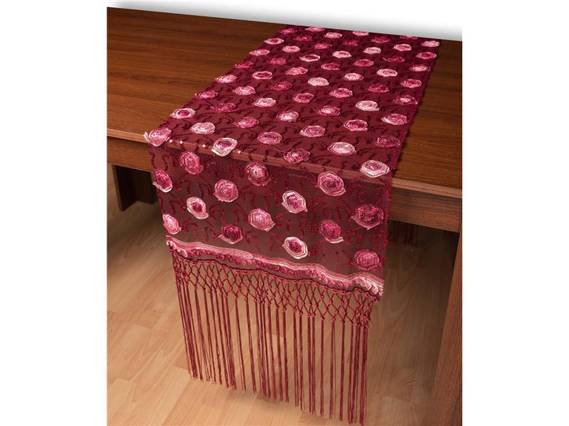 Τούλινη καρέ τραβέρσα 264-17 (50cm x 200cm) μπορντώ 