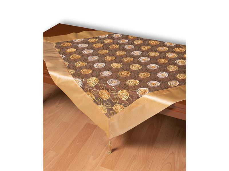 Τούλινο τραπεζοκαρέ 264-17 (130cm x 130cm) χρυσό 