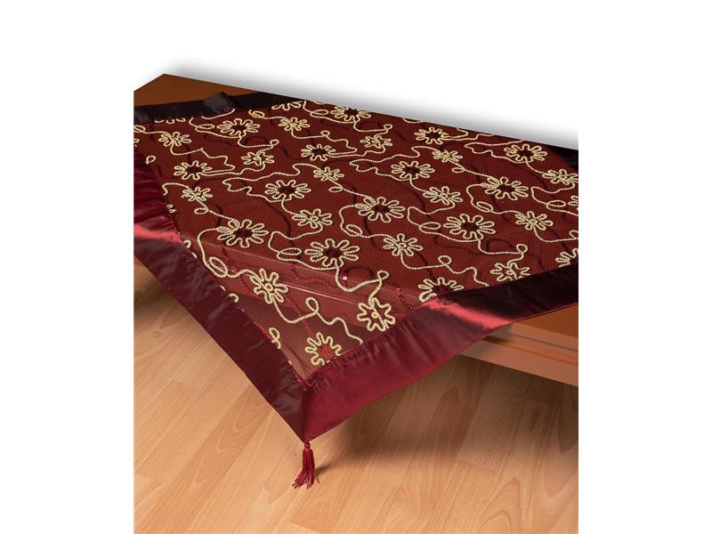 Τούλινο τραπεζοκαρέ 7180 (130cm x 130cm) μπορντώ 