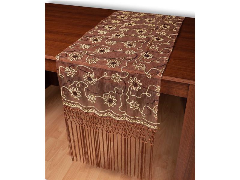 Τούλινη καρέ τραβέρσα 7180 (50cm x 200cm) καφέ