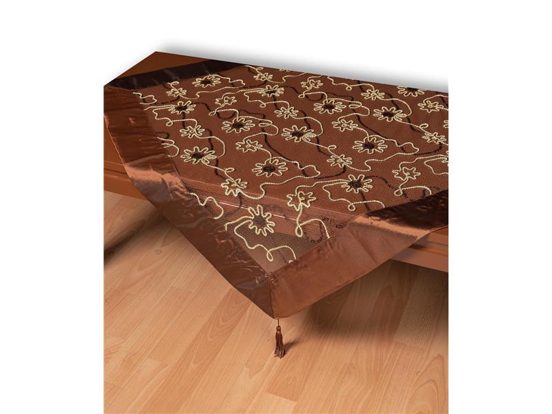 Τούλινο τραπεζοκαρέ 7180 (130cm x 130cm) καφέ