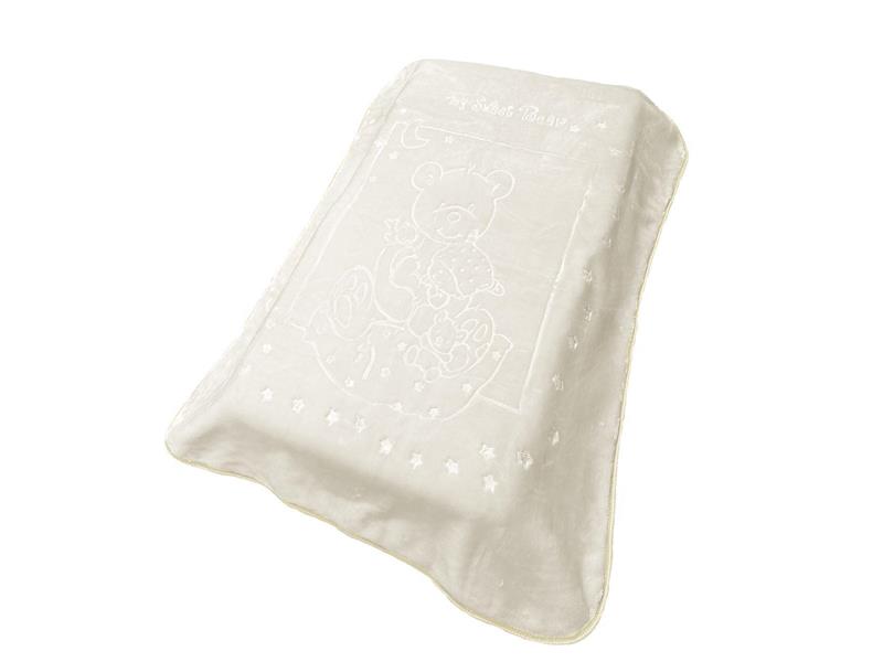Κουβέρτα Βελουτέ Ανάγλυφη Πολυτελείας bebe Sweet Bear 21 110X140 Ecru 100% Polyester