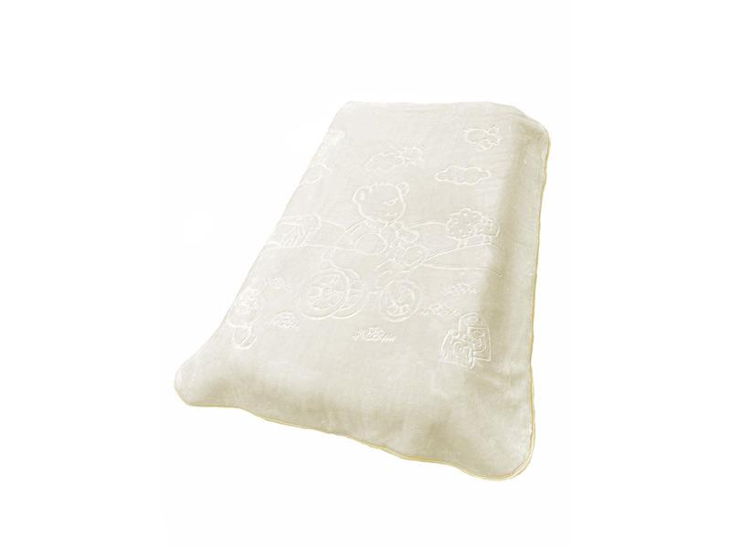 Κουβέρτα Βελουτέ Ανάγλυφη Πολυτελείας bebe Bicycle Bear 22 110X140 Ecru 100% Polyester