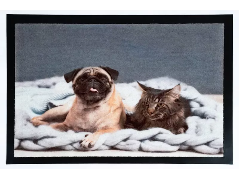 Sdim Πατάκι Εισόδου Μοκέτα με Αντιολισθητικό Υπόστρωμα Image 012 Cat Dog 40x40εκ. Πάχους 6mm
