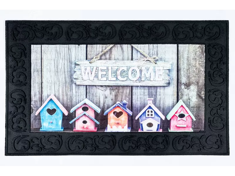 Sdim Αντιολισθητικό Πατάκι Εισόδου Venga 001 Birdhouses Welcome 45x75εκ. Πάχους 6mm