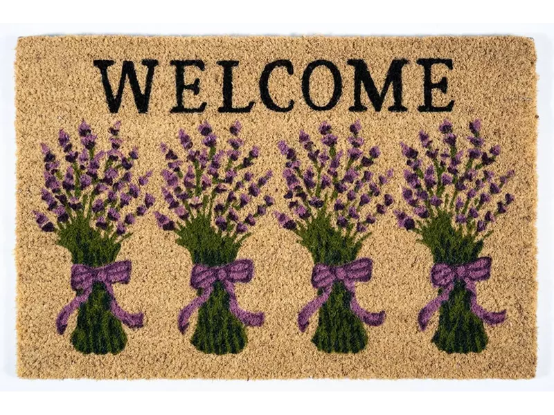 Sdim Πατάκι Εισόδου από Κοκοφοίνικα με Αντιολισθητικό Υπόστρωμα Ruco Print 759 Lavender Welcome 40x60εκ.