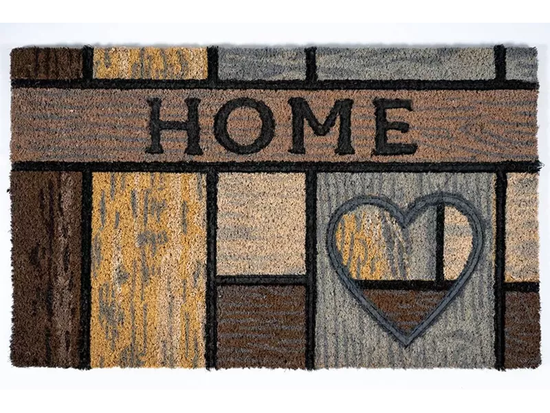 Sdim Πατάκι Εισόδου από Κοκοφοίνικα με Αντιολισθητικό Υπόστρωμα Ruco Style 006 Wooden Heart 45x75εκ.