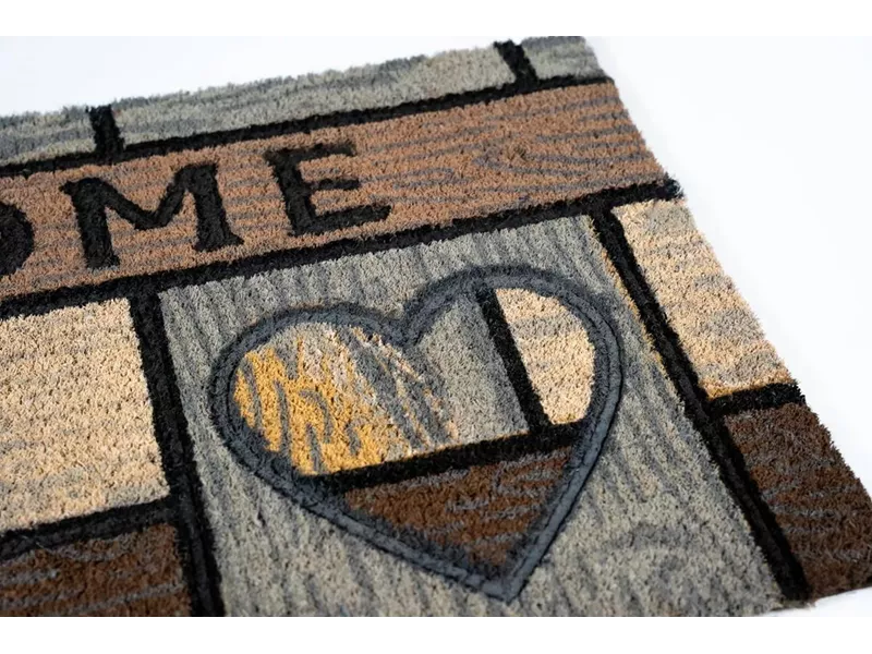 Sdim Πατάκι Εισόδου από Κοκοφοίνικα με Αντιολισθητικό Υπόστρωμα Ruco Style 006 Wooden Heart 45x75εκ.