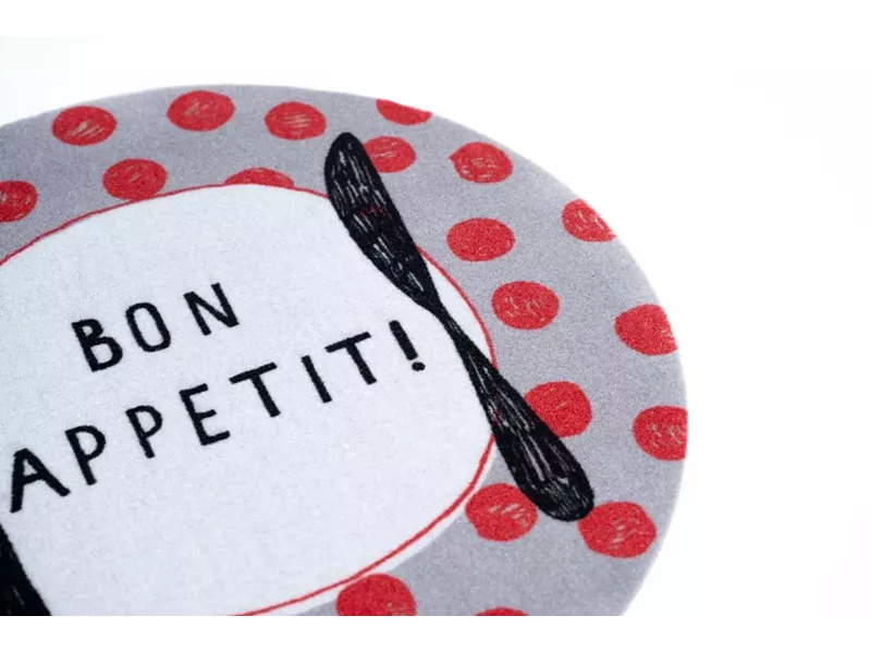 Sdim Στρογγυλό Πατάκι Κουζίνας με Αντιολισθητικό Υπόστρωμα Cook & Wash 401 Red Dots Bon Appetit Γκρί/Κόκκινο Φ67εκ.