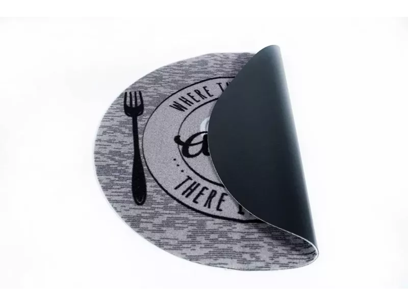 Sdim Στρογγυλό Πατάκι Κουζίνας με Αντιολισθητικό Υπόστρωμα Cook & Wash 401 Red Dots Bon Appetit Γκρί/Κόκκινο Φ67εκ.