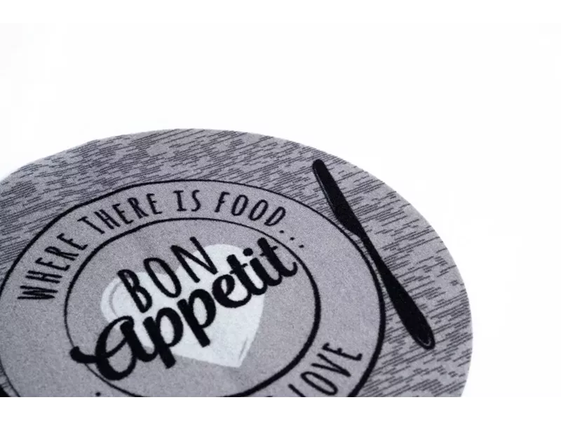 Sdim Στρογγυλό Πατάκι Κουζίνας με Αντιολισθητικό Υπόστρωμα Cook & Wash 455 Bon Appetit Love Γκρί Φ67εκ.
