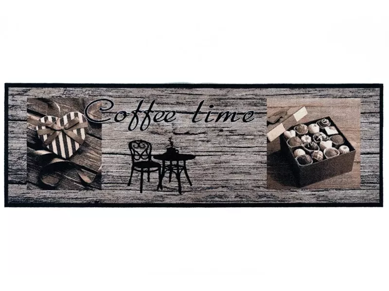 Sdim Πατάκι Κουζίνας με Αντιολισθητικό Υπόστρωμα Cook & Wash 642 Coffee Time Wood Καφέ 50x150εκ.