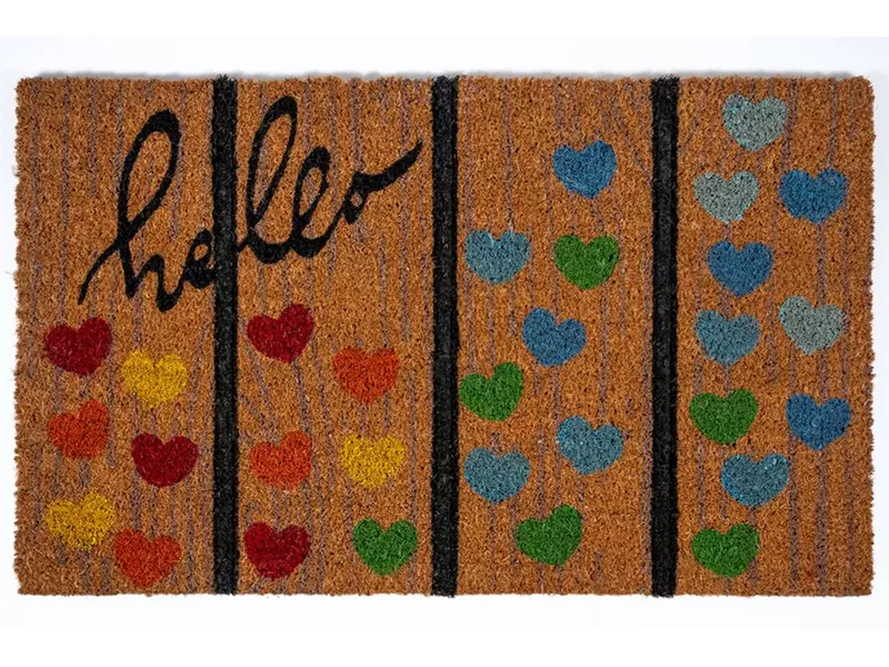 Sdim Πατάκι Εισόδου από Κοκοφοίνικα με Αντιολισθητικό Υπόστρωμα Ruco Style 007 Hello Hearts 45x75εκ.