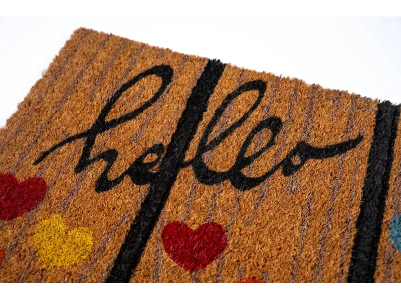 Sdim Πατάκι Εισόδου από Κοκοφοίνικα με Αντιολισθητικό Υπόστρωμα Ruco Style 007 Hello Hearts 45x75εκ.