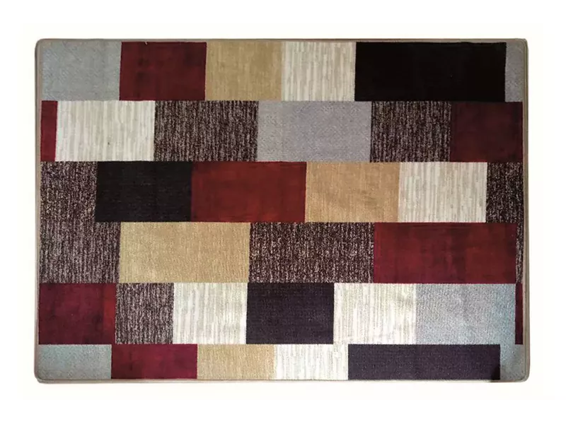 Sdim Μοκέτα με Αντιολισθητικό Υπόστρωμα Cubes 001Κ΄΄οκκινο-Καφέ Σετ: (67x150cm. 2τμχ & 67x200cm.)