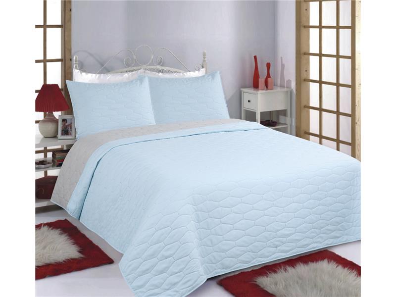 ΚΟΥΒΕΡΛΙ σετ (170cm x 220cm + 1 x 50cm x 70cm) RUBY sky blue/ grey