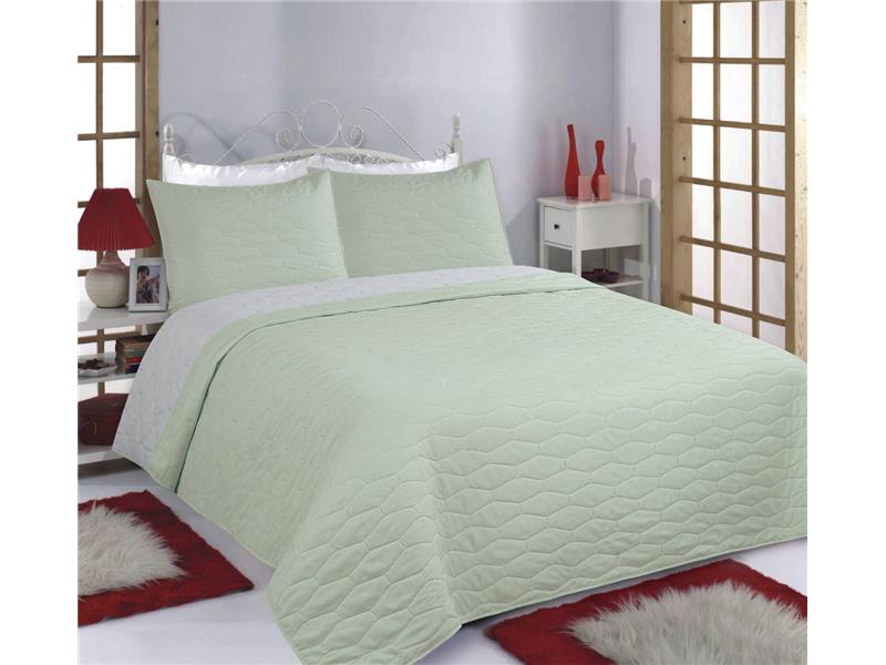 ΚΟΥΒΕΡΛΙ σετ (240cm x 260cm + 2 x 50cm x 70cm) RUBY mint/grey