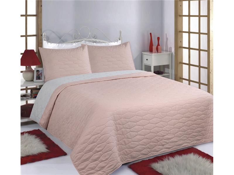 ΚΟΥΒΕΡΛΙ σετ (240cm x 260cm + 2 x 50cm x 70cm) RUBY pink/grey