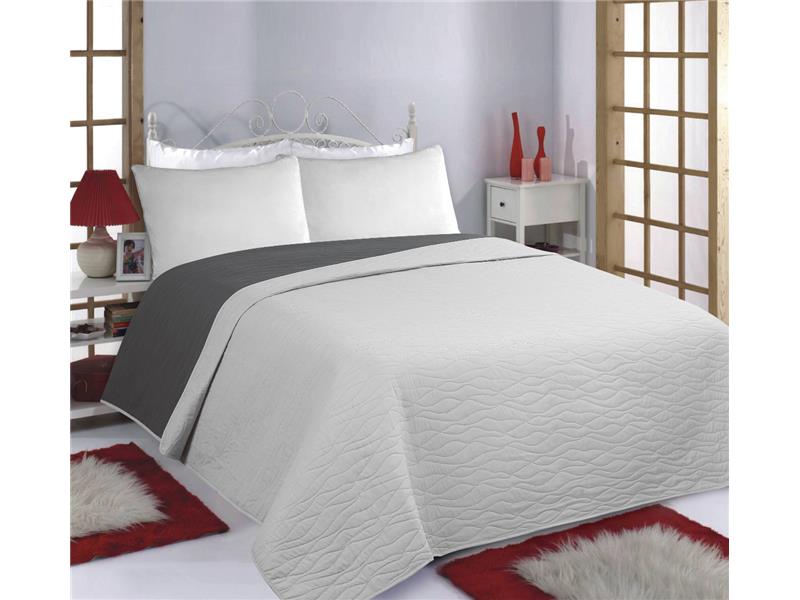 ΚΟΥΒΕΡΛΙ σετ (240cm x 260cm) WAVES grey/anthracite