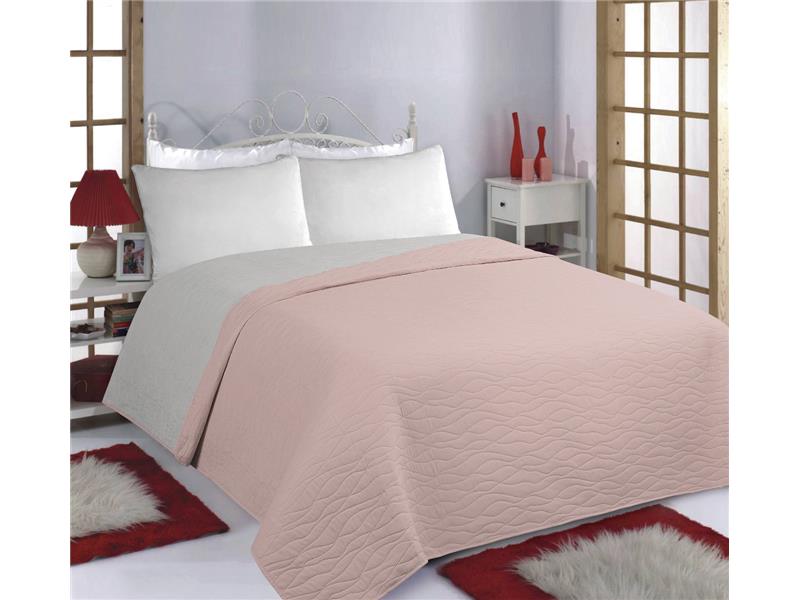 ΚΟΥΒΕΡΛΙ σετ (240cm x 260cm) WAVES pink/grey