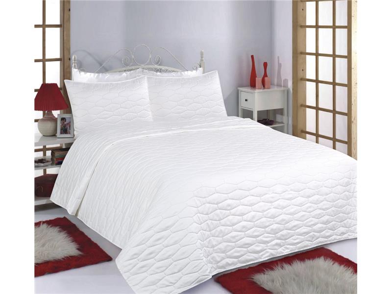 ΚΟΥΒΕΡΛΙ σετ (220cm x 240cm + 2 x 50cm x 70cm) RUBY  MICROSATIN ivory