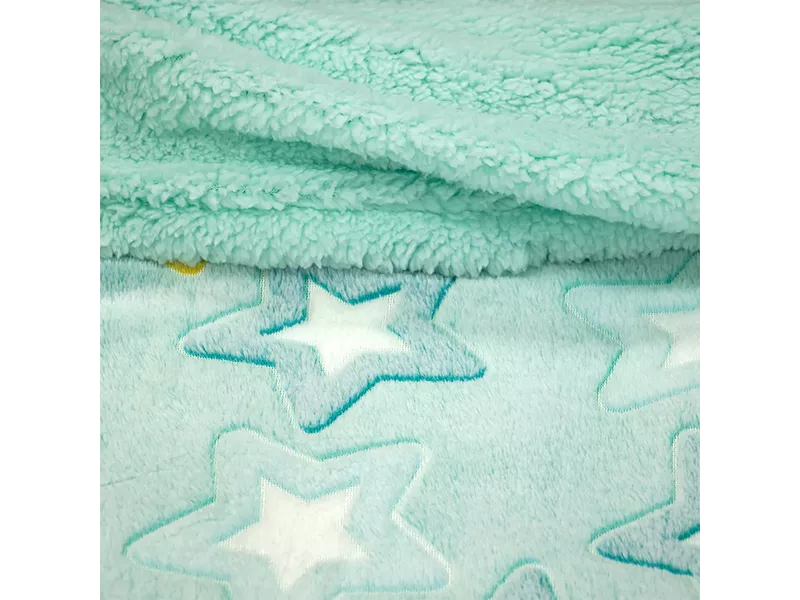 LINO ΚΟΥΒΕΡΤΑ FLEECE SHERPA ΦΩΣΦΟΡΙΖΕ STER MINT 110X150