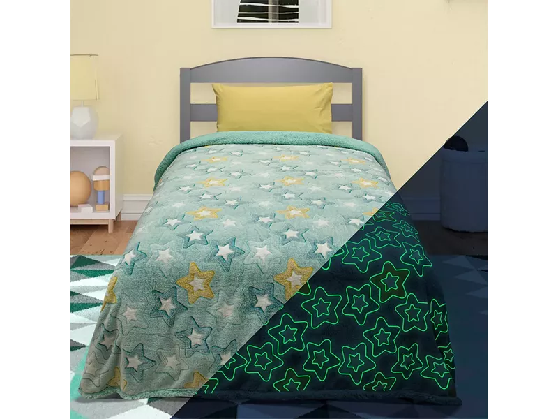 LINO ΚΟΥΒΕΡΤΑ FLEECE SHERPA ΦΩΣΦΟΡΙΖΕ STER MINT 160X220