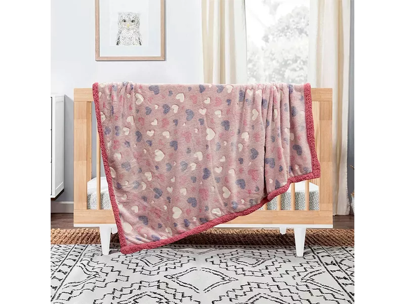 LINO ΚΟΥΒΕΡΤΑ FLEECE SHERPA ΦΩΣΦΟΡΙΖΕ HERZ PINK 110X150