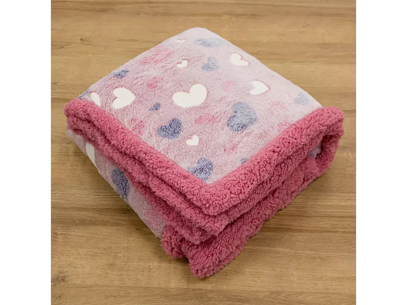 LINO ΚΟΥΒΕΡΤΑ FLEECE SHERPA ΦΩΣΦΟΡΙΖΕ HERZ PINK 160X220