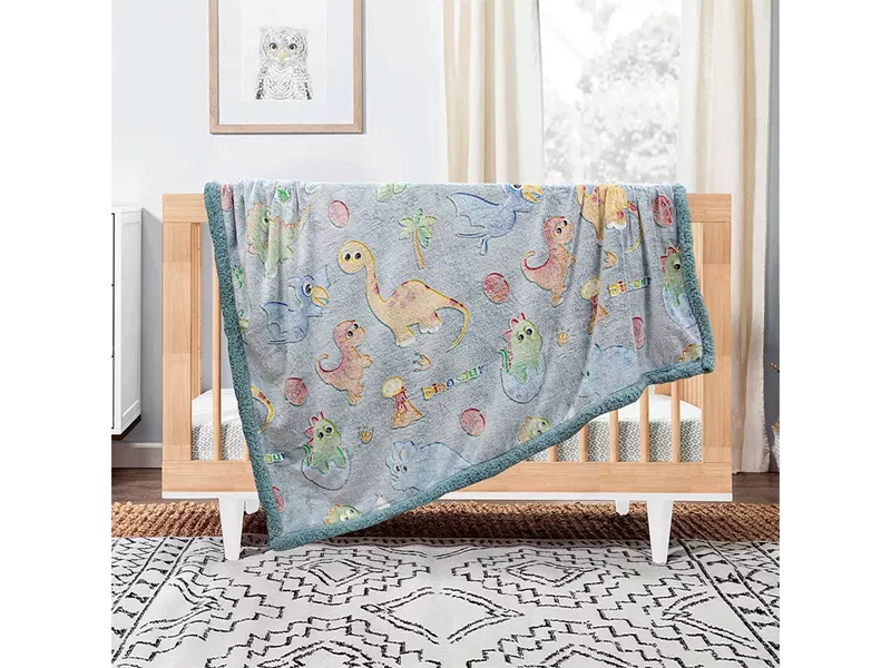 LINO ΚΟΥΒΕΡΤΑ FLEECE SHERPA ΦΩΣΦΟΡΙΖΕ VOLCANO GREY-CIEL 110X150