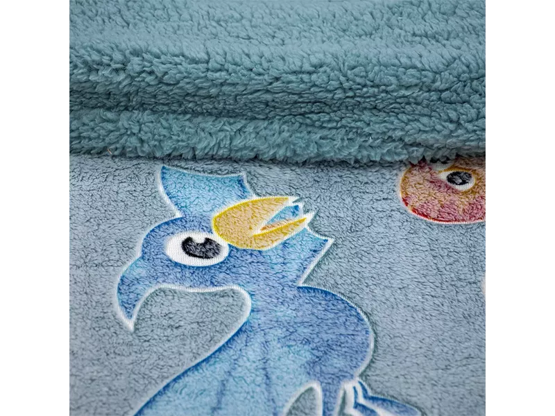 LINO ΚΟΥΒΕΡΤΑ FLEECE SHERPA ΦΩΣΦΟΡΙΖΕ VOLCANO GREY-CIEL 110X150