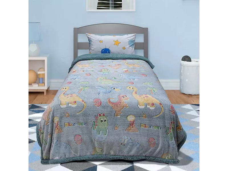 LINO ΚΟΥΒΕΡΤΑ FLEECE SHERPA ΦΩΣΦΟΡΙΖΕ VOLCANO GREY-CIEL 160X220