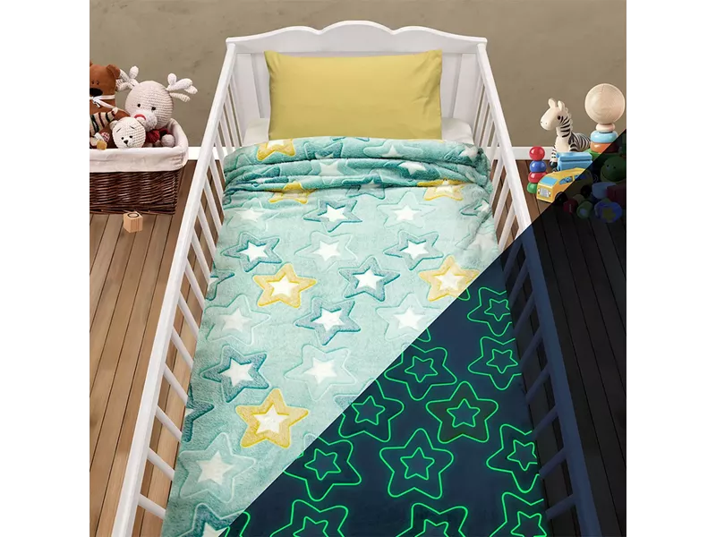 LINO ΚΟΥΒΕΡΤΑ FLEECE ΦΩΣΦΟΡΙΖΕ STER MINT 110X150