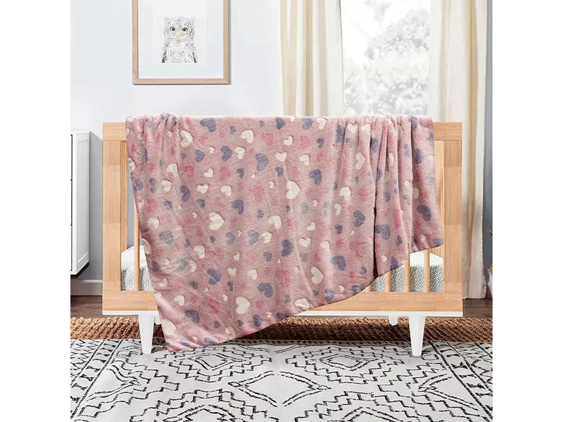 LINO ΚΟΥΒΕΡΤΑ FLEECE ΦΩΣΦΟΡΙΖΕ HERZ PINK 110X150