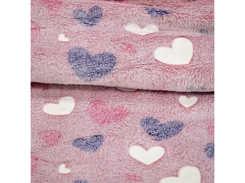LINO ΚΟΥΒΕΡΤΑ FLEECE ΦΩΣΦΟΡΙΖΕ HERZ PINK 110X150