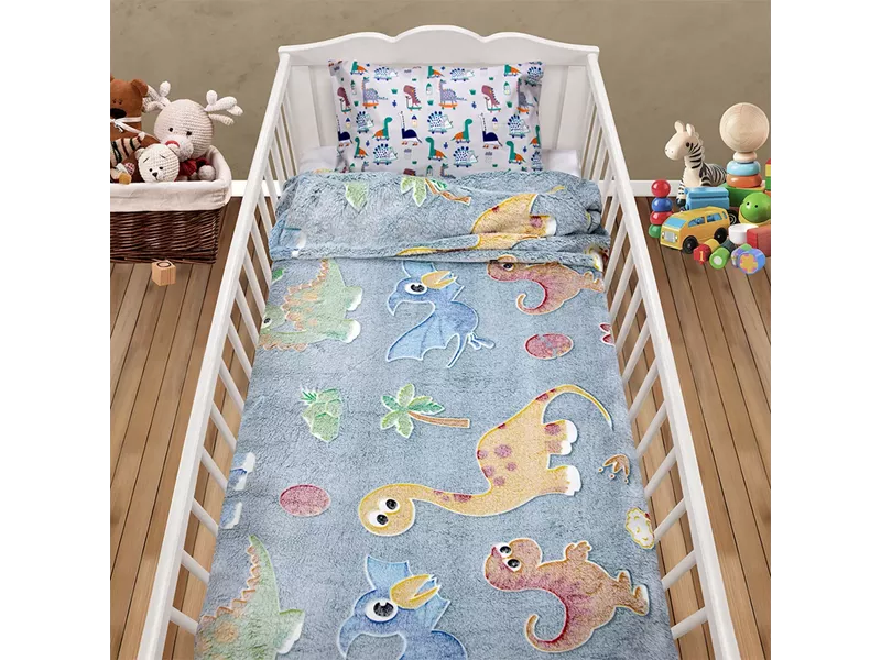 LINO ΚΟΥΒΕΡΤΑ FLEECE ΦΩΣΦΟΡΙΖΕ VOLCANO GREY-CIEL 110X150