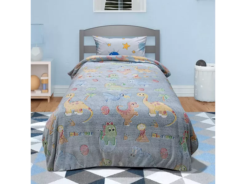 LINO ΚΟΥΒΕΡΤΑ FLEECE ΦΩΣΦΟΡΙΖΕ VOLCANO GREY-CIEL 160X220