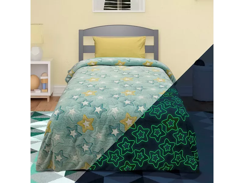 LINO ΚΟΥΒΕΡΤΑ FLEECE ΦΩΣΦΟΡΙΖΕ STER MINT 160X220