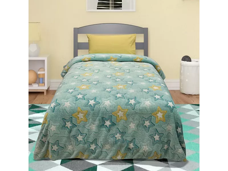 LINO ΚΟΥΒΕΡΤΑ FLEECE ΦΩΣΦΟΡΙΖΕ STER MINT 160X220