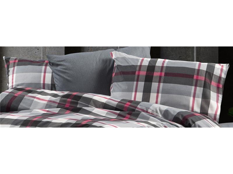 Μαξιλαροθήκη Εμπριμέ Εκάβη 424 50X70 Grey-Bordeaux 70/30 Cott/Pol