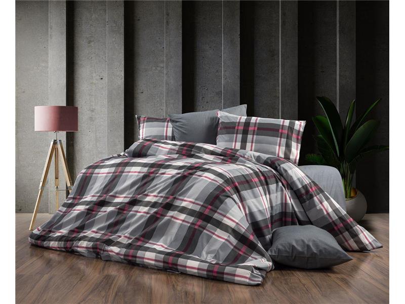 Πάπλωμα Εμπριμέ Εκάβη 424 220X240 Grey-Bordeaux 70/30 Cott/Pol