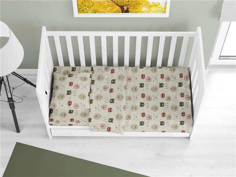 Κατωσέντονο Με Λάστιχο bebe Big Cats 27 0,70X1,40X0,15 Light Olive 100% Cotton