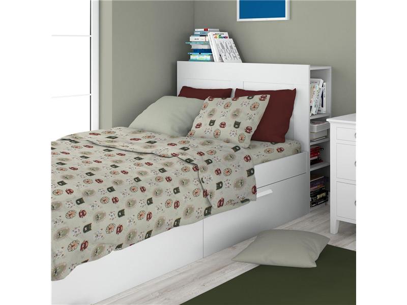Σεντόνια Εμπριμέ Σετ 2 τεμ kids Big Cats 27 160X240 Light Olive 100% Cotton