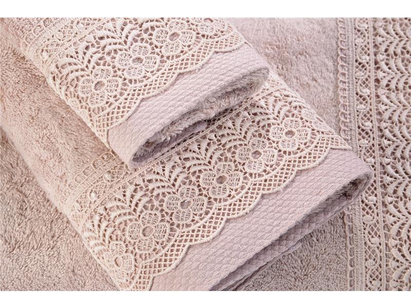 Σετ Πετσέτες 3 τεμαχίων Down Town με δαντέλα Dark Pink