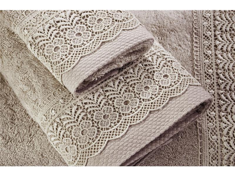 Σετ Πετσέτες 3 τεμαχίων Down Town με δαντέλα Beige