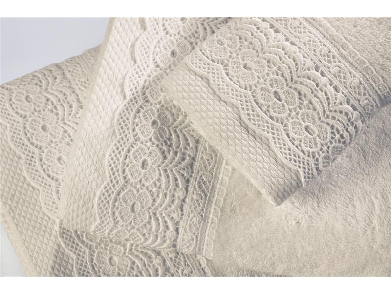 Σετ Πετσέτες 3 τεμαχίων Down Town με δαντέλα Ecru